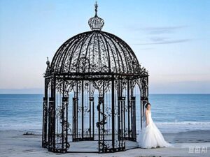 Black Metal Garden Gazebo For Wedding